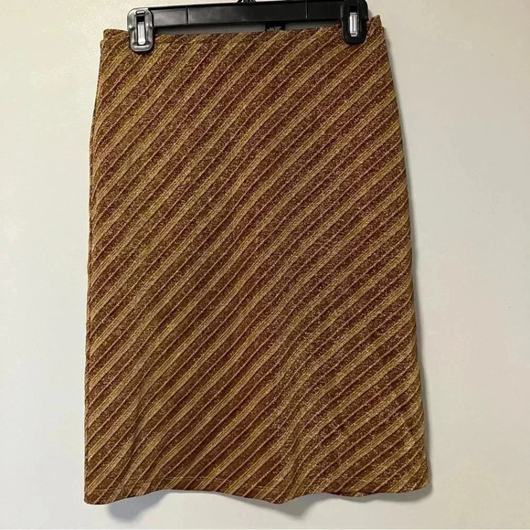 Express Y2K spandex metallic  lurex gold striped skirt - Picture 1 of 4
